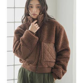 スタンドカラーキルティングボアブルゾン （BRW）