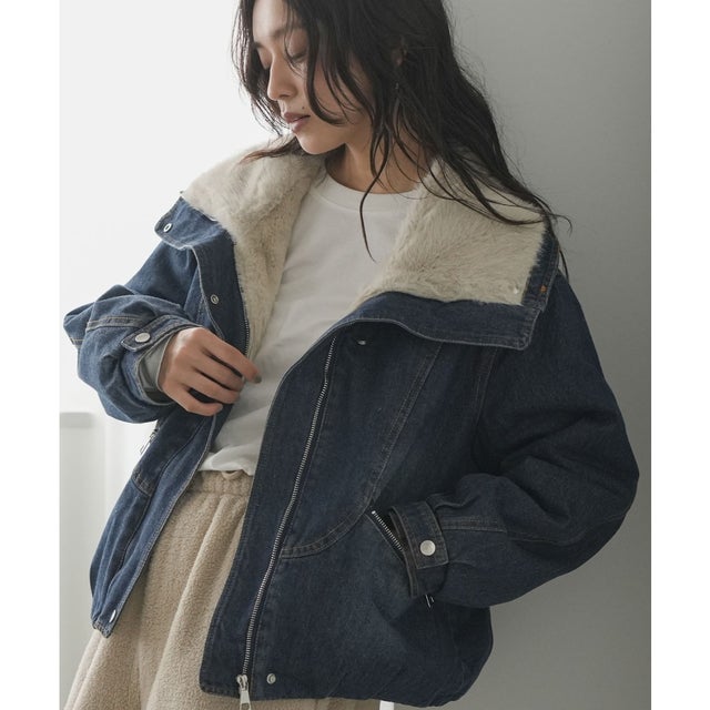 裏ファーデニムジップアップブルゾン （IND）