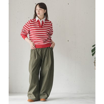 ミリアンデニ mili an deni ボーダースキッパーポロニットプルオーバー （RED）｜詳細画像