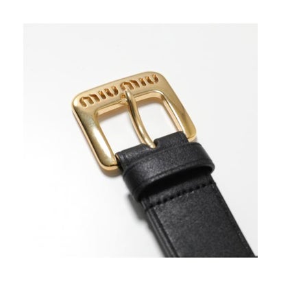 MIUMIU ベルト 5CC545 EFX レザー メタルロゴバックル （F0002/NERO-ブラック）｜詳細画像