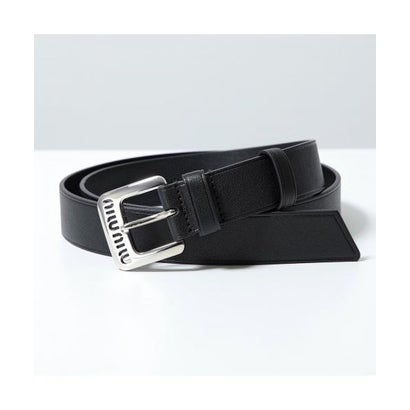 MIUMIU ベルト 5CC545 EFX レザー メタルロゴバックル （F0002/NERO-ブラック）｜詳細画像