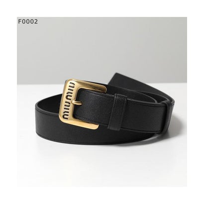 MIUMIU ベルト 5CC545 EFX レザー メタルロゴバックル （F0002/NERO-ブラック）｜詳細画像
