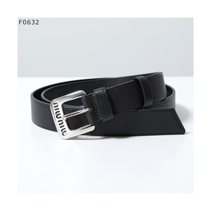 MIUMIU ベルト 5CC545 EFX レザー メタルロゴバックル （F0002/NERO-ブラック）｜詳細画像