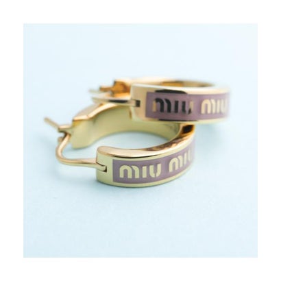 MIUMIU フープピアス 5IO103 2F6T ロゴ  （F0009/BIANCO-ホワイト）｜詳細画像