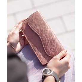 [mieno]牛革レザー薄型フラップ式長財布 （オールドローズ）