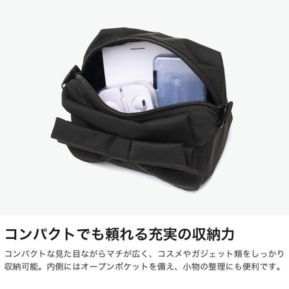 ポーチ 小物入れ 可愛い ブランド レディース 化粧 コスメ メイクポーチ ミニ リボン ガジェット 軽量 コンパクト マチ付き ナイロン シンプル RIBBON POUCH 103262054001 （OFFWHITE）｜詳細画像
