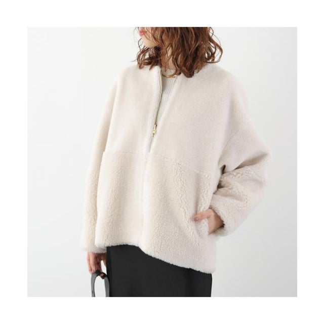 ノーカラーボアコート 0126407320 リバーシブル （OFF-WHITE/オフホワイト）