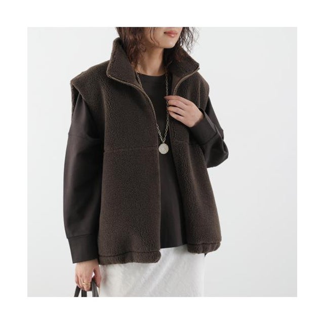 ベスト 0126306061 ボア ダブルジップ （BROWN/ブラウン）