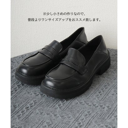 厚底ローファー バブーシュくつ 韓国風 （ブラック）｜詳細画像