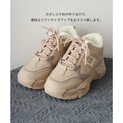 ボア厚底スニーカー 裏起毛 レディース （ブラック）｜詳細画像