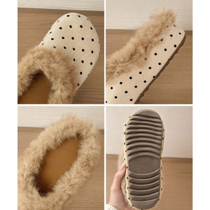 ミニミニストア miniministore ドット柄ファーサンダルサボサンダル秋冬靴 （ブラック）｜詳細画像