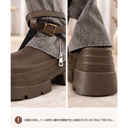厚底エンジニアショートブーツカバーブーツ （ブラウン）｜詳細画像