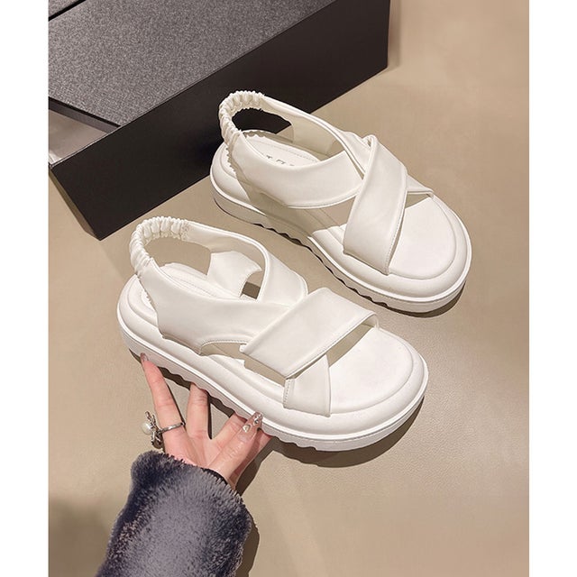 
                    厚底サンダル クロスベルト 韓国 夏靴 （ホワイト）