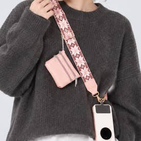 ミニポーチ付きスマホショルダーストラップ （ピンク）