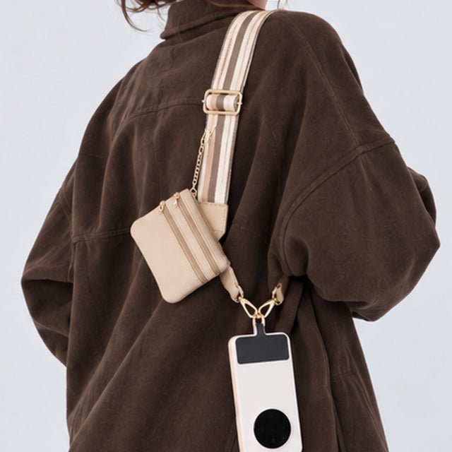 ミニポーチ付きスマホショルダーストラップ （ベージュ）