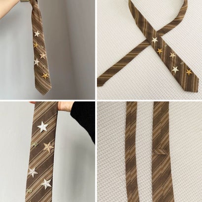 レトロ柄ネクタイ韓国風ナロータイおしゃれ （B）｜詳細画像