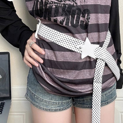レトロ柄ネクタイ韓国風ナロータイおしゃれ （C）｜詳細画像