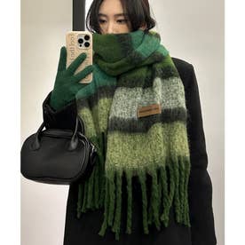 グラデーションマフラー起毛感ストール防寒 （グリーン）