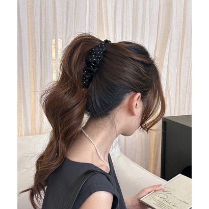 ドット柄ヘアクリップ ヘアアクセサリー （ワインレッド）｜詳細画像