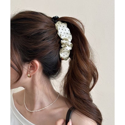 ドット柄ヘアクリップ ヘアアクセサリー （アイボリー）｜詳細画像