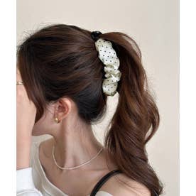 ドット柄ヘアクリップ ヘアアクセサリー （アイボリー）