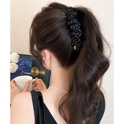 ドット柄ヘアクリップ ヘアアクセサリー （ブラック）｜詳細画像