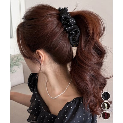 ドット柄ヘアクリップ ヘアアクセサリー （ブラック）｜詳細画像