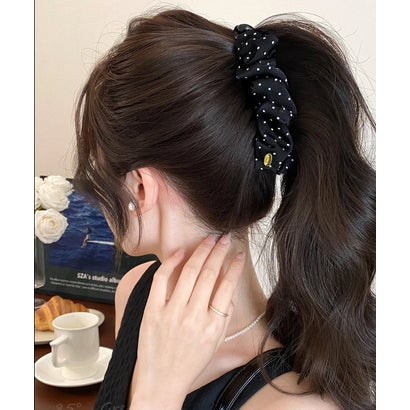 ドット柄ヘアクリップ ヘアアクセサリー （ブラック）｜詳細画像