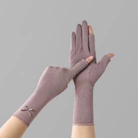 手袋 リボン レディース 紫外線対策 （くすみパープル）