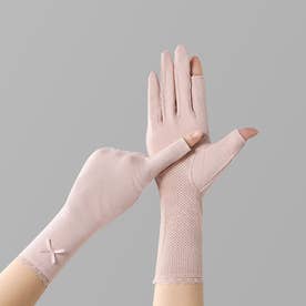 手袋 リボン レディース 紫外線対策 （薄ピンク）