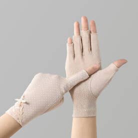 手袋 指切り レディース 紫外線対策 （ベージュ）