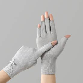 手袋 指切り レディース 紫外線対策 （グレー）