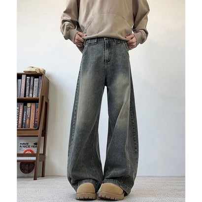 バギーデニムパンツ メンズ カーブデニム （サックスブルー）｜詳細画像