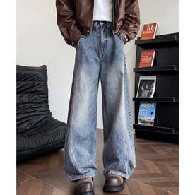 バギーデニムパンツ メンズ カーブデニム （サックスブルー）
