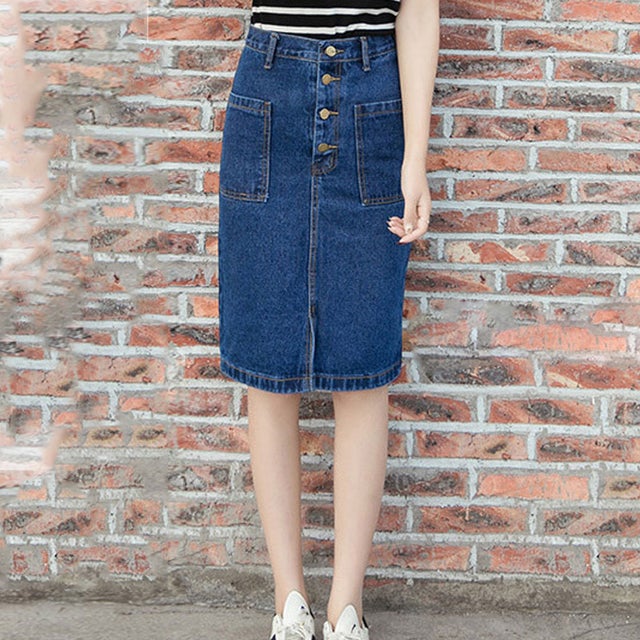 miniministore デニムスカート スリット 膝丈 -ファッション通販