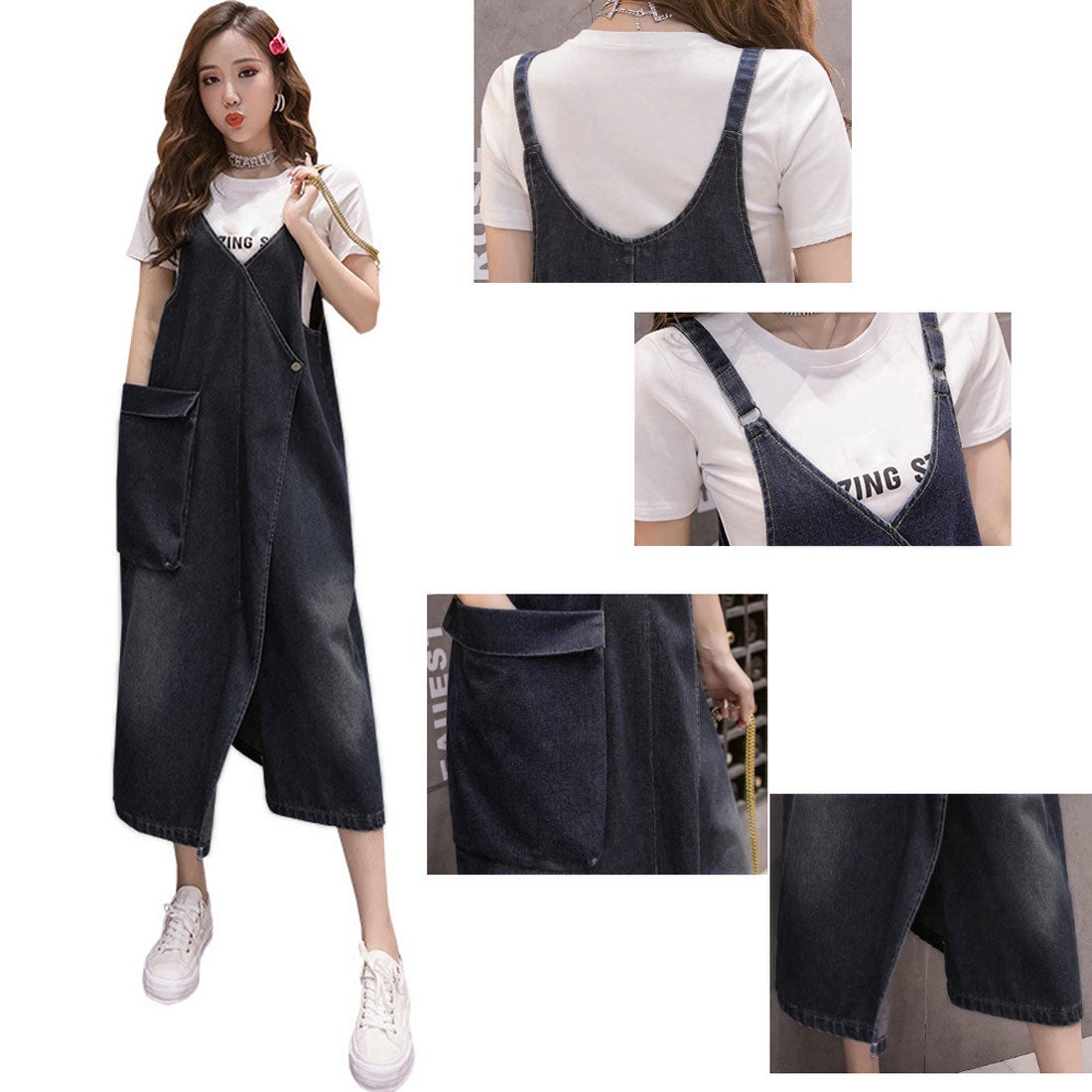 miniministore サロペット ロング丈 デニムワンピース - ファッション