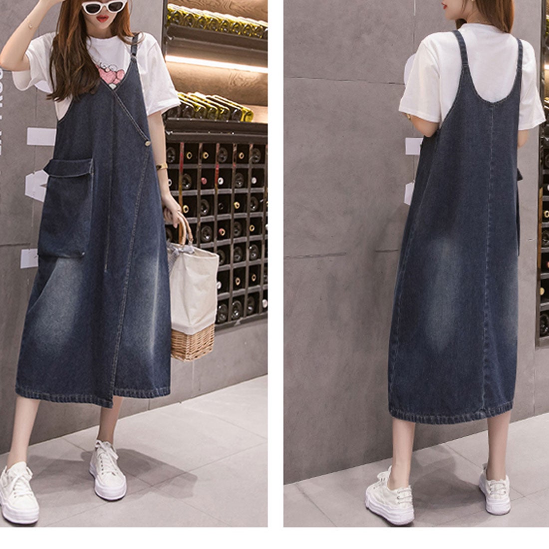 miniministore サロペット ロング丈 デニムワンピース - ファッション