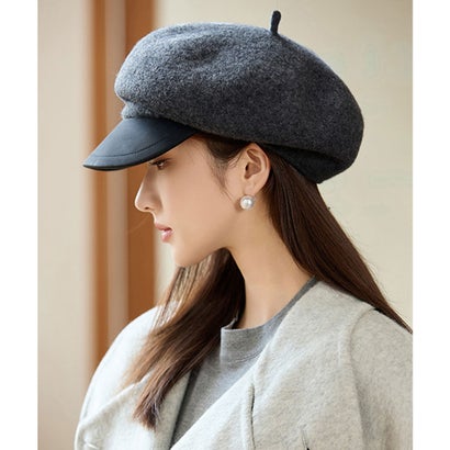 キャスケット 帽子 レディース 小顔見え （ダークグレー）｜詳細画像