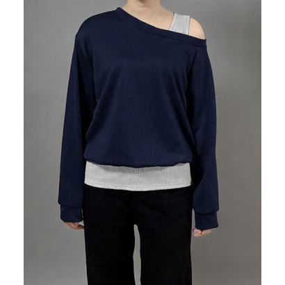 ミニミニストア miniministore レイヤード風スウェットワンショルダー秋服 （ネイビー）｜詳細画像