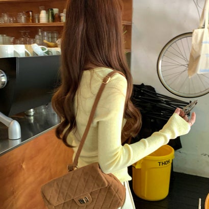 ミニミニストア miniministore ヘンリーネックリブニット 韓国風トップス （イエロー）｜詳細画像