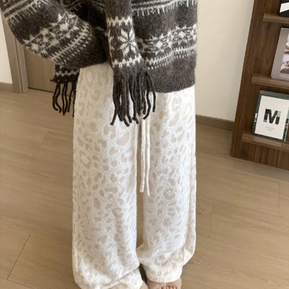 ミニミニストア miniministore レオパード柄裏起毛ワイドイージーパンツ冬 （ピンク*裏起毛なし）｜詳細画像