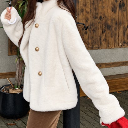 ミニミニストア miniministore ダブルボタンファージャケットブルゾン冬服 （ブラック）｜詳細画像