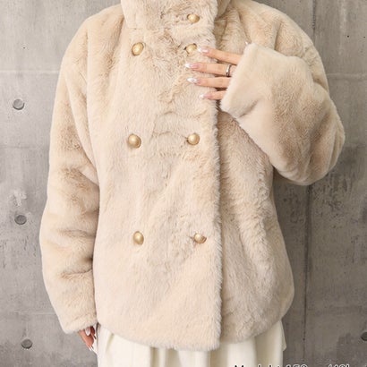 ミニミニストア miniministore ダブルボタンファージャケットブルゾン冬服 （ブラック）｜詳細画像