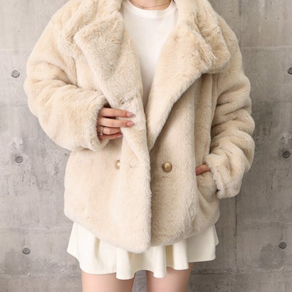 ミニミニストア miniministore ダブルボタンファージャケットブルゾン冬服 （ブラック）｜詳細画像