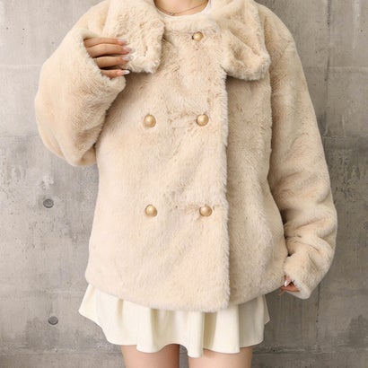 ミニミニストア miniministore ダブルボタンファージャケットブルゾン冬服 （ホワイト）｜詳細画像