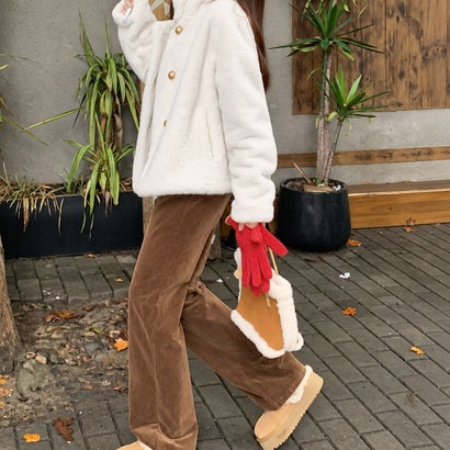 ミニミニストア miniministore ダブルボタンファージャケットブルゾン冬服 （ベージュ）｜詳細画像