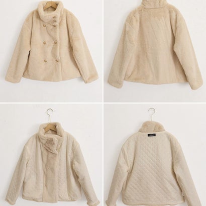 ミニミニストア miniministore ダブルボタンファージャケットブルゾン冬服 （ベージュ）｜詳細画像