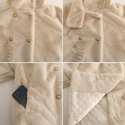 ミニミニストア miniministore ダブルボタンファージャケットブルゾン冬服 （ベージュ）｜詳細画像