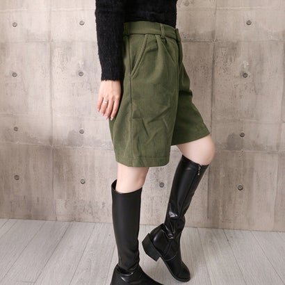 コーデュロイタックワイドハーフパンツ秋冬 （ブラック系1（裏起毛あり））｜詳細画像
