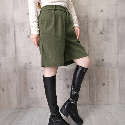 コーデュロイタックワイドハーフパンツ秋冬 （カーキ系1（裏起毛あり））｜詳細画像